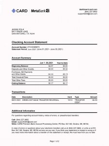 Card.com Bank by Meta Bank Statement PSD Template