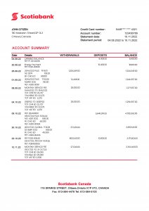 CA-Canada Scotiabank Bank Statement PSD Template