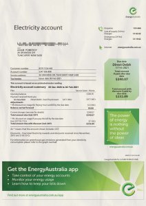 Energy Australia Electricity Bill PSD