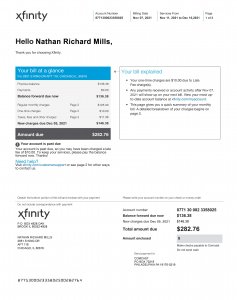US Xfinity Utility Bill PSD Template Download
