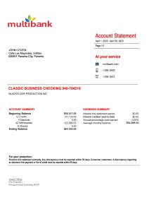 Panama MultiBank Statement PSD Template Download