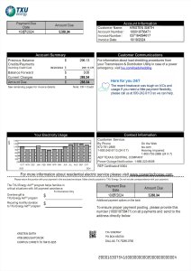 Texas TXU  Energy Bill PSD Template Download