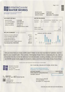 Birmingham Alabama BWWB Water Bill PSD Template Download