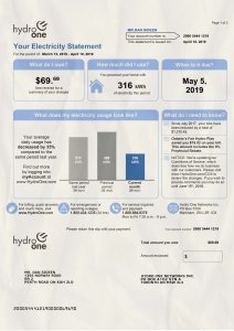 Canada Hydro One Utility Bill PSD Template